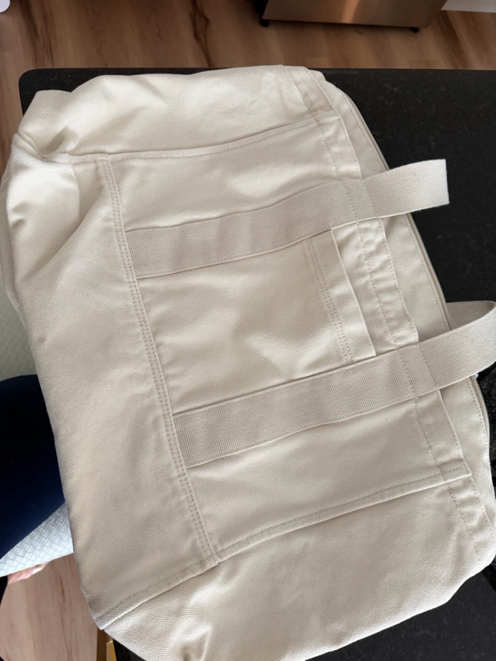 Gymshark Cream Canvas Tote with Tan Logo Print - Picture 3 of 4